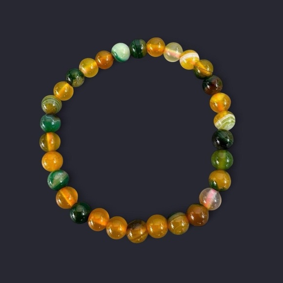 Striped Agate Gemstone Bead Bracelet 6mm - Picture 1 of 4
